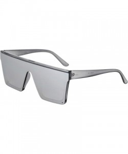 Sport Oversized Flat Top Square VINTAGE RETRO SHIELD VISOR Style Aviator SUNGLASSES - P-frame Silver - CW18T87Q2KN $13.50