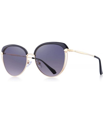 Oversized DESIGN Women Fashion Cat Eye Polarized Sunglasses Vintage Retro C01 Black - C03 Gray - C118XE0N0CK $29.02