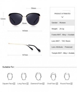 Oversized DESIGN Women Fashion Cat Eye Polarized Sunglasses Vintage Retro C01 Black - C03 Gray - C118XE0N0CK $12.22