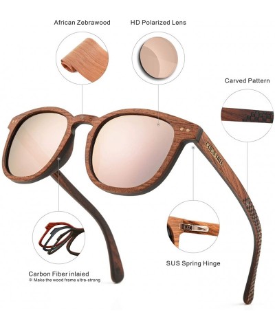 Square HD Polarized Wood Sunglasses for Men and Women UV400 Protection Sports Classic Retro - CB19DW7D9YR $43.53