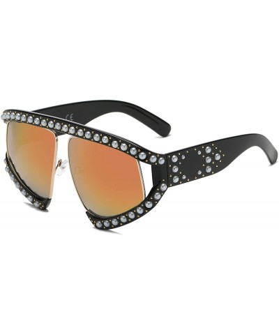 Oversized Oversize Fashion Pearl Inspired Designer Sunglasses for Women - Orange - CP18LRRORU2 $11.04