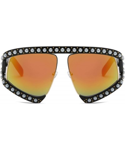 Oversized Oversize Fashion Pearl Inspired Designer Sunglasses for Women - Orange - CP18LRRORU2 $11.04