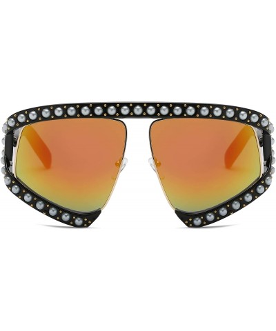 Oversized Oversize Fashion Pearl Inspired Designer Sunglasses for Women - Orange - CP18LRRORU2 $11.04