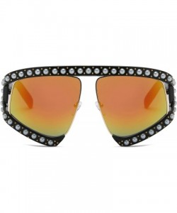 Oversized Oversize Fashion Pearl Inspired Designer Sunglasses for Women - Orange - CP18LRRORU2 $11.04