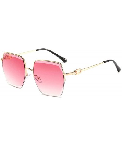 Square Sunglasses with Metallic Cut Edge and Large Square Frame for Ladies - 4 - CN198R09KXE $62.43