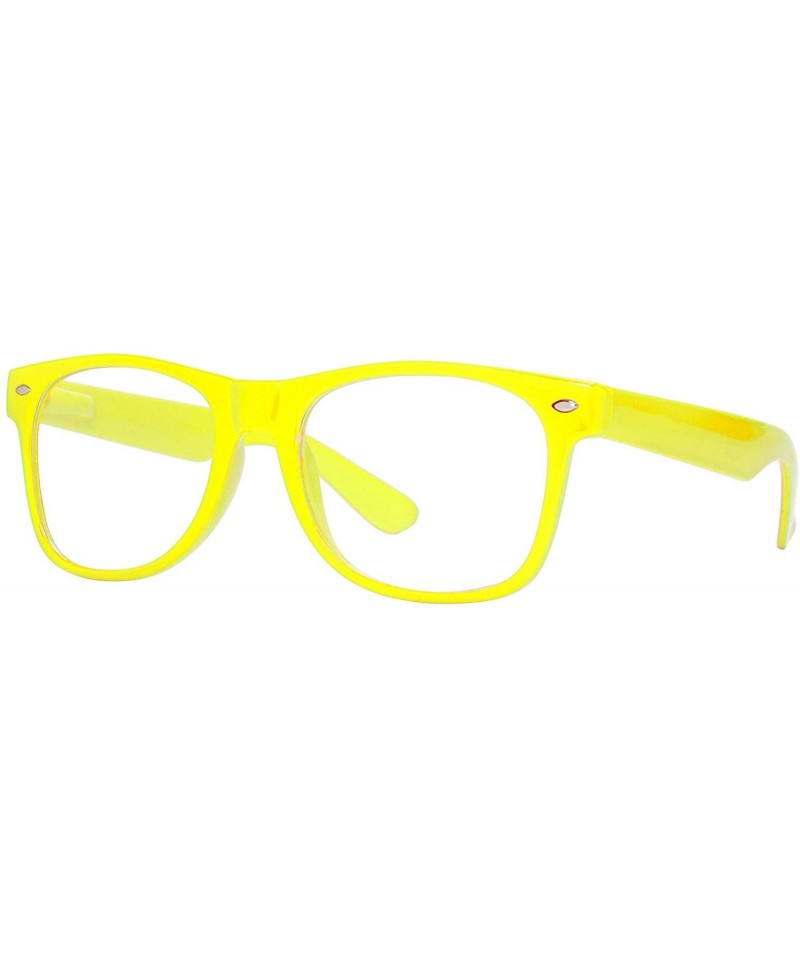 Square Horn-Rimmed Clear Sunglasses - Neon Yellow - CK12O4A21N8 $9.31