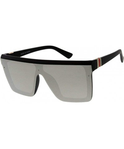 Rimless Fashion Oversize Siamese Lens Sunglasses Women Men Succinct Style UV400 - 2 Pack Silver and Blue - CN1983G8XHC $22.59