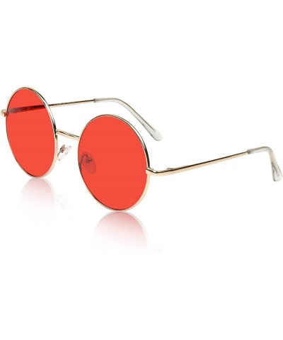 Aviator Big Round Sunglasses Retro Circle Tinted Lens Glasses UV400 Protection - 2 Pack - Red+grey - C318DZLIIHW $18.05