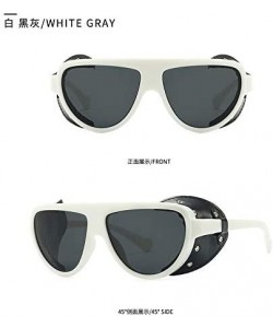 Shield Classic Vintage Punk Style Polarized Sunglasses Leather Side Shield Brand Design Unisex Sun Glasses - White - CG18TY8G...