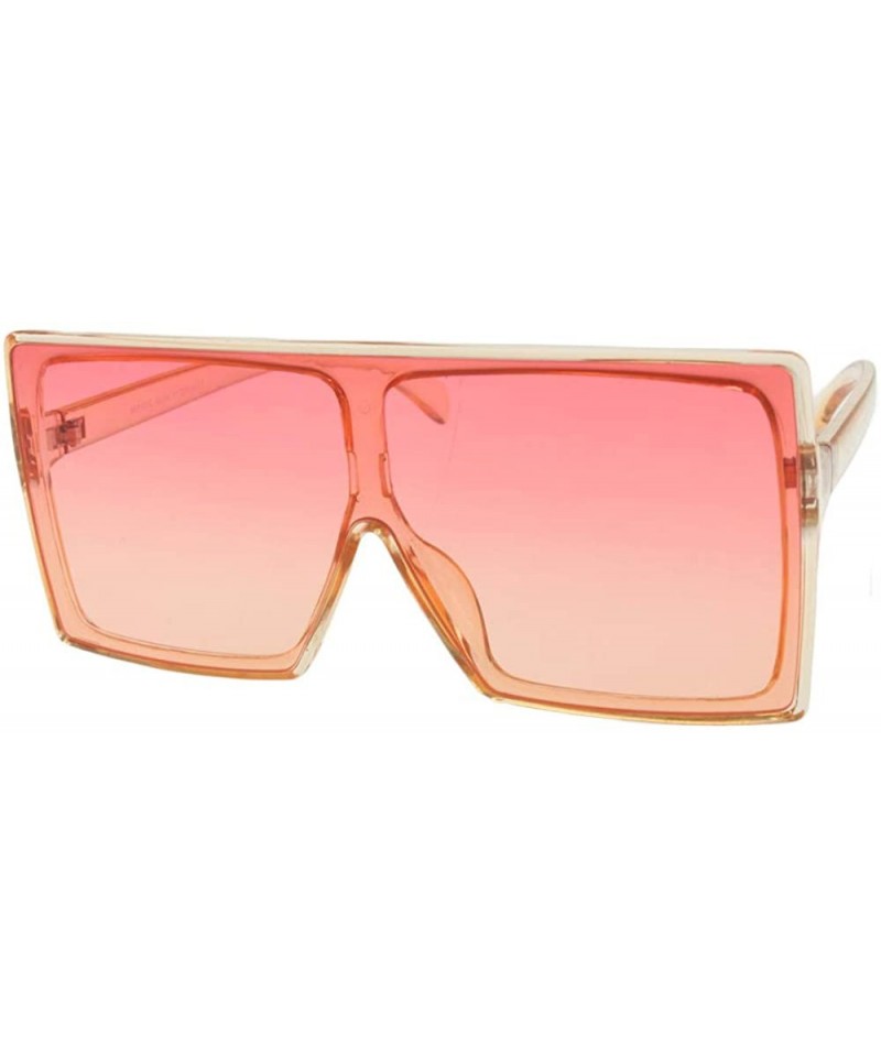 Oversized Alva - Square Oversized Sunglasses Flat Top - Orange - C7196WH0L64 $23.92