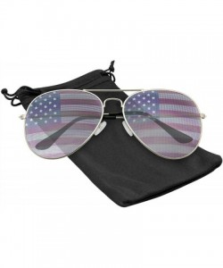 Aviator Retro 4th of July Party Festival Patriotic American Flag Sunglasses for Men Women - Silver - C4196X9MDTM $12.68