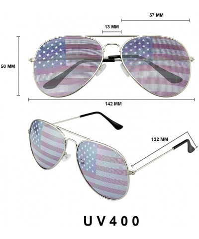 Aviator Retro 4th of July Party Festival Patriotic American Flag Sunglasses for Men Women - Silver - C4196X9MDTM $12.68