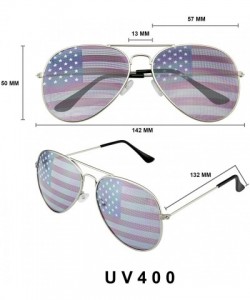 Aviator Retro 4th of July Party Festival Patriotic American Flag Sunglasses for Men Women - Silver - C4196X9MDTM $12.68