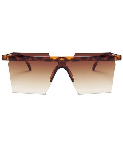 Rimless Square One Piece Sunglasses for Women Oversize Rectangle Sun Glasses Rimless Shades - Leopard Tea - CW1906DEO97 $11.85