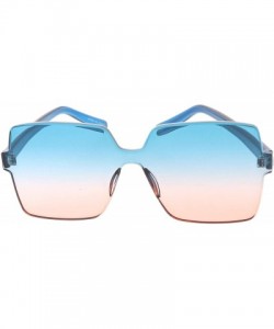 Oversized Frameless Squared Frame 80s Fashion Aviator Sunglasses - Blue - CZ18U9KWEDI $8.26