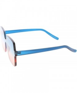 Oversized Frameless Squared Frame 80s Fashion Aviator Sunglasses - Blue - CZ18U9KWEDI $8.26