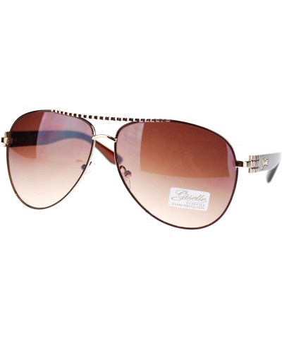 Aviator Women's Aviator Sunglasses Chic Casual Rigded Metal Top - Brown - CO11OO28W3T $13.38