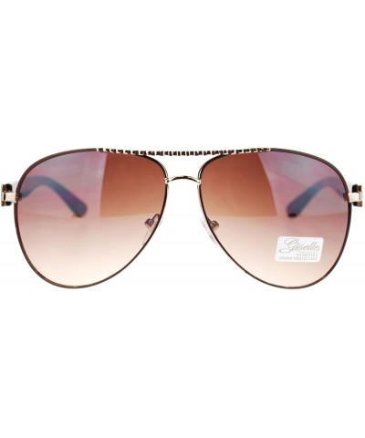 Aviator Women's Aviator Sunglasses Chic Casual Rigded Metal Top - Brown - CO11OO28W3T $13.38