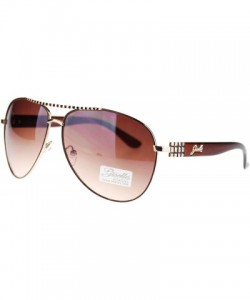 Aviator Women's Aviator Sunglasses Chic Casual Rigded Metal Top - Brown - CO11OO28W3T $13.38