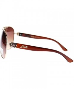 Aviator Women's Aviator Sunglasses Chic Casual Rigded Metal Top - Brown - CO11OO28W3T $13.38