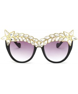 Oversized Womens Luxury Diamond Decorated Sunglasses UV400 Retro Eyeglasses - Style 02 - CA18GWH9RIR $15.38