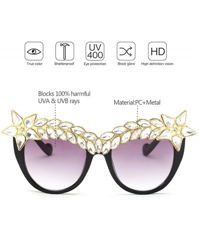 Oversized Womens Luxury Diamond Decorated Sunglasses UV400 Retro Eyeglasses - Style 02 - CA18GWH9RIR $15.38