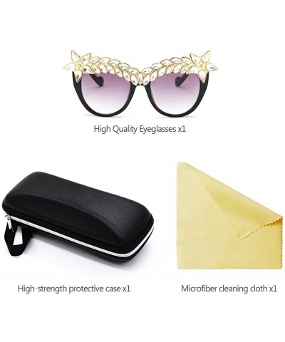 Oversized Womens Luxury Diamond Decorated Sunglasses UV400 Retro Eyeglasses - Style 02 - CA18GWH9RIR $15.38