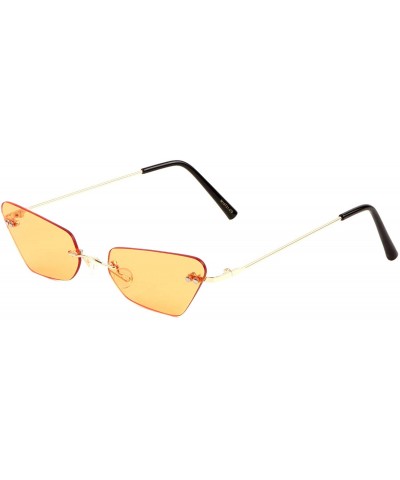Cat Eye Color Lens Rimless Rounded Rectangular Cat Eye Sunglasses - Orange - CW19008I7LH $12.89