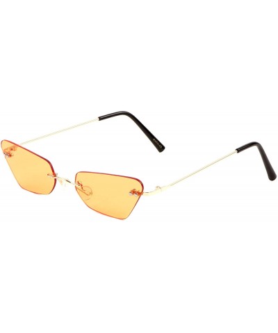 Cat Eye Color Lens Rimless Rounded Rectangular Cat Eye Sunglasses - Orange - CW19008I7LH $26.12