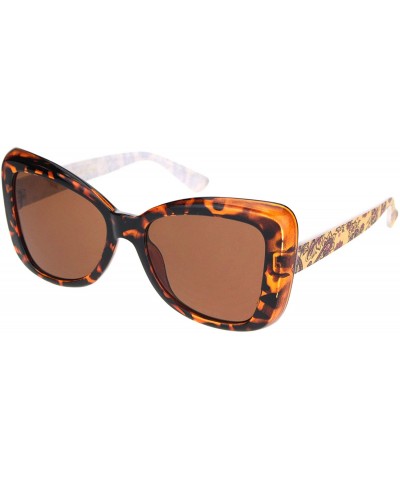 Butterfly Womens 90s Paisley Arm Butterfly Thick Plastic Designer Sunglasses - Tortoise Solid Brown - C318NNQ3Z3G $9.17