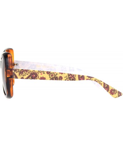 Butterfly Womens 90s Paisley Arm Butterfly Thick Plastic Designer Sunglasses - Tortoise Solid Brown - C318NNQ3Z3G $9.17