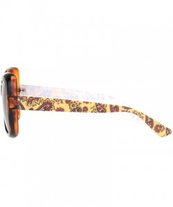 Butterfly Womens 90s Paisley Arm Butterfly Thick Plastic Designer Sunglasses - Tortoise Solid Brown - C318NNQ3Z3G $9.17