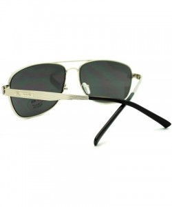 Square Navigator Sunglasses Square Aviator Flat Top Metal Frame - Silver - CJ11FWZZUHX $11.35