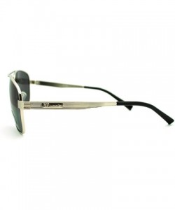 Square Navigator Sunglasses Square Aviator Flat Top Metal Frame - Silver - CJ11FWZZUHX $11.35