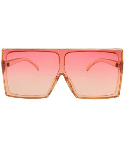 Oversized Alva - Square Oversized Sunglasses Flat Top - Orange - C7196WH0L64 $23.92