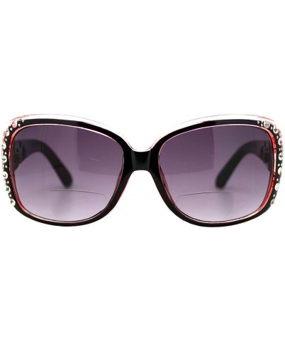 Oversized Womens Bifocal Lens Sunglasses Oversized Square Rhinestone Frame - Pink - C618IEW49YD $8.13