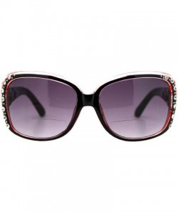 Oversized Womens Bifocal Lens Sunglasses Oversized Square Rhinestone Frame - Pink - C618IEW49YD $8.13