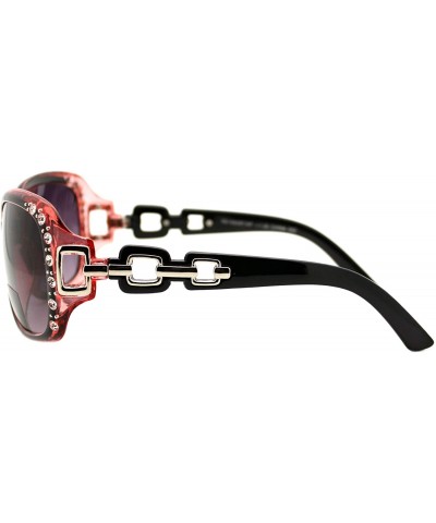 Oversized Womens Bifocal Lens Sunglasses Oversized Square Rhinestone Frame - Pink - C618IEW49YD $8.13