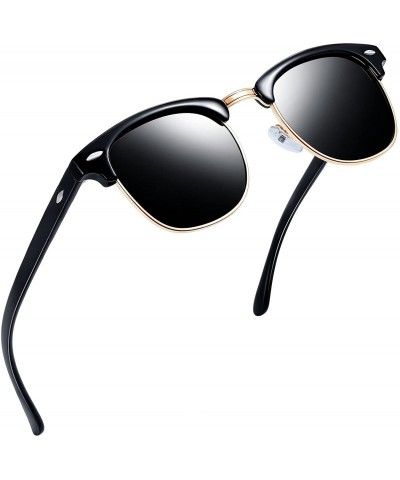 Semi-rimless Semi Rimless Polarized Sunglasses Women Men Retro Brand Sun Glasses - Brilliat Black Simple Packaging - CH12O2WI...