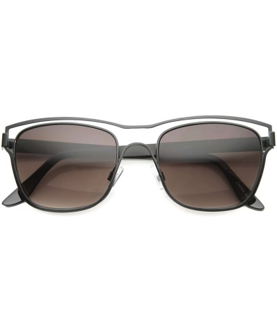 Aviator Modern Fashion Open Metal Brow Bar Geometric Wire Aviator Sunglasses 53mm - Black / Lavender - CK124K90Z35 $14.05