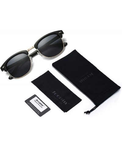 Semi-rimless Semi Rimless Polarized Sunglasses Women Men Retro Brand Sun Glasses - Brilliat Black Simple Packaging - CH12O2WI...