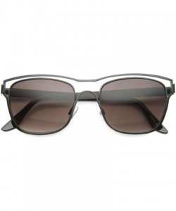 Aviator Modern Fashion Open Metal Brow Bar Geometric Wire Aviator Sunglasses 53mm - Black / Lavender - CK124K90Z35 $14.05