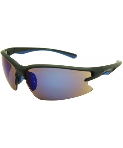 Rectangular Double Injection Sunglasses SPORTS - 2758 Matte Black Blue / Blue Mirror - CL12HTS47YR $20.53