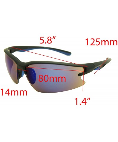 Rectangular Double Injection Sunglasses SPORTS - 2758 Matte Black Blue / Blue Mirror - CL12HTS47YR $20.53