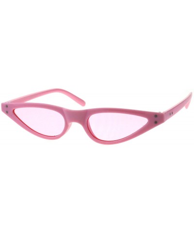 Oval Womens Sunglasses Trendy Skinny Small Flat Cateye Oval Frame UV 400 - Pink (Pink) - CL18H3QL937 $19.73