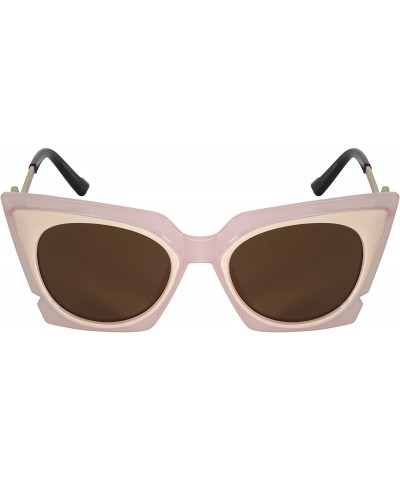 Cat Eye 2016 Fashion Bold Glam Cat Eye Sunnies with Zig Zag Temples 32140-AP - Pink - CE12GM7F56F $9.54