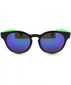 Round Round Keyhole Sunglasses 2-tone Color Mirror Lens Spring Hinge - Green - CN11Q9GFPAF $10.13
