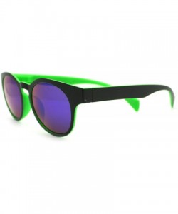 Round Round Keyhole Sunglasses 2-tone Color Mirror Lens Spring Hinge - Green - CN11Q9GFPAF $10.13