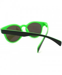 Round Round Keyhole Sunglasses 2-tone Color Mirror Lens Spring Hinge - Green - CN11Q9GFPAF $10.13