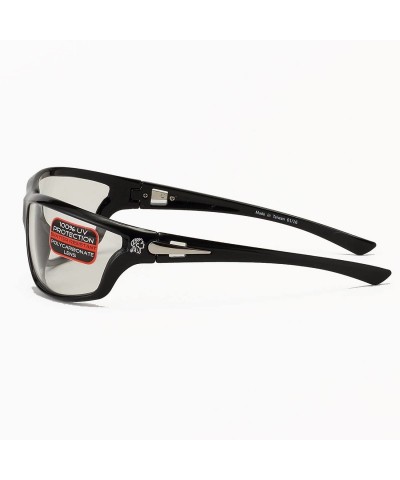 Sport Florida Sunglass with Shiny Black Frame and Clear Lenses - Clear Lens - C5115LTDX8D $14.30